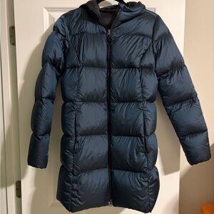 Eddie Bauer Women's Luna Peak Down Parka in the color Peacock Blue